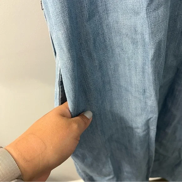 Gap Blue Short Sleeve Chambray Midi Cotton Dress with Belt Size Small - Picture 7 of 10